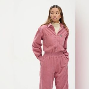 Lucy and Yak Pink Organic Corduroy Jumpsuit Boilersuit